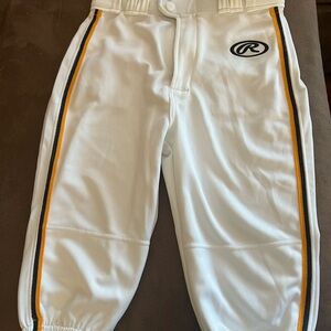 Rawlings White Youth Baseball Pants with Blue Waistband Accents
